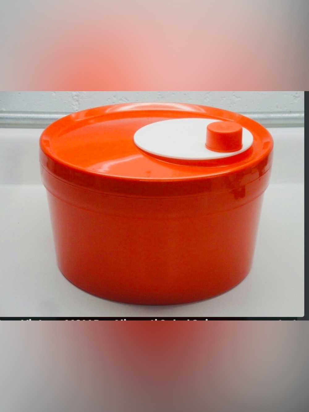 Retro Vintage Per Alimenti Italian Salad Spinner Red and White WORKS